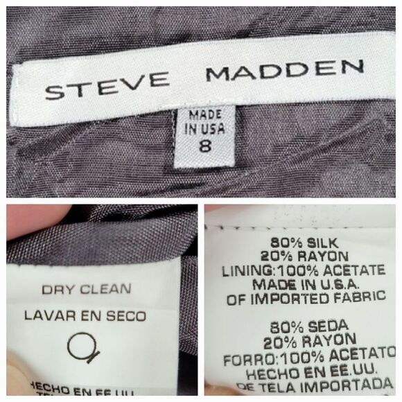 🔹️Steve Madden Sage & Gray Silk Ruffled Balloon Sleeve Dress Size 8 - Picture 15 of 15